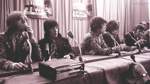 Auch auf der Pressekonferenz in der Stadthalle geben sich die "Stones" gelangweilt und einsilbig.